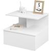WOLTU Comodino Sospeso, 40x35x31 cm, in Legno, Bianco | Comodino per Camera da Letto con 1 Cassetto e 1 Scomparto Aperto, Mobiletto Moderno, Fissaggio a Parete