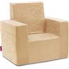Badum - Poltrona per Bambini da 2 Anni - Poltrona per Bambini - Stabile, Comoda, in Schiuma, con Maniglia - Rivestimento Sfoderabile - Regalo di Compleanno per Bambina, Bambino - Beige