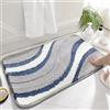 FANSU Tappeto Bagno Antiscivolo, Tappeto Cucina in Microfibra Tappetino Bagno Assorbente Tappeto Doccia Lavabile per Bagno, Cucina, Camera da Letto (80x120cm,Grigio Blu A)