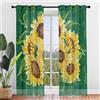 Surwin Stampa Girasole Tende per Interni, Tende a Vetro con Occhielli, 2 Pezzi Tende Camera da Letto, Tende Voile Semi Trasparenti, per Camera da Letto, Cucina, Soggiorno (107x213cm,Girasole 5)