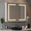 Blishom Armadio da bagno da, con specchio e illuminazione a LED, dimmerabile, con sensore di contatto, presa elettrica, ripiani regolabili, doppia porta in MDF di alta qualità, bianco (60 x 80