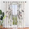 Surwin Motivo Piuma Tende per Interni, Tende a Vetro con Occhielli, 2 Pezzi Tende Camera da Letto, Tende Voile Semi Trasparenti, per Camera da Letto,Cucina,Soggiorno (140x275cm,Beige)