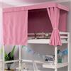 Treer Tenda Letto a Castello, Tenda da Letto Matrimoniale Panno Oscurante Antipolvere Tenda da Letto Oscuranti per Privacy in Traspirante per Tenda a Baldacchino (Rosa,1.2x2M)