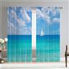 Hiseng Tende per Interni Tende Moderne 2 Pezzi, 3D Oceano Blu Tende Trasparenti in Voile Semi Trasparente Tende per Camera da Letto Finestre Porta Soggiorno (108x215cm,Vista Mare)