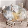 Treer Colore Unito retrò Tovaglia Rotondo Antimacchia, Mollettone Tavolo Rotondo con Bordo Eelastico, Lavabile Copritavolo,Antiscivolo Tovaglia Tonda per Picnic Cucina Casa (90cm,Grigio)