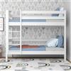 N-wood N01 Letto a castello 80x190, 100% Legno massello, Letto per bambini e adulti, Funzione di 2 letti singoli, Scala universale: destra o sinistra, 2 Strutture inclusa, Bordi arrotondati, Bianco