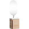 Planetmöbel Mobile sottolavabo 50 cm con specchio da bagno con illuminazione ovale, set di mobili da bagno con lavabo, sospeso, rovere Sonoma