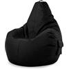 Green Bean© Poltrona a sacco con schienale 80x70x90cm - Sedia Gaming 230 litri di imbottitura accogliente, morbida, e lavabile - Cuscino pavimento Pouf Sgabello Poltrona da gioco Relax Nero
