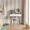 Vicco Tavolo da toeletta Edda, Grigio 80 cm | ✓ Specchio LED · ✓ Sgabello · 2 Cassetti · Da terra · Piedini decorativi in legno