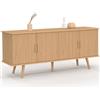 IDMarket - Credenza JULIETTE 140 cm con 4 ante a doghe in legno color rovere