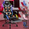 ALFORDSON Sedia Gaming con Massaggiante e Luci LED,Sedia Ergonomica Gamer per Scrivania,Poltrona Regolabile in Altezza con Supporto Lombare Poggiatesta,Schienale Regolabile 90-150°, Similpelle(Grigia)