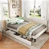 Poeahu Divano Letto 140 x 200 con illuminazione a LED e presa USB, letto matrimoniale con 2 cassetti, testiera con ripostiglio, letti a 2 posti con rete a doghe per soggiorno, camera da letto, senza