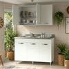 Linea Azzurra Sottolavello Cucina 120 Completo con Pensile 40, Colapiatto, Lavello e Miscelatore Mobile 3 Ante in Legno Made in Italy H85xL120xP50cm (Bianco, Vasca a Sinistra)