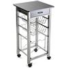 VERSA Leicester Carrello Cucina e Portabottiglie con Ruote e cassetti, Mobile Cucina, Misure (A x L x l) 82 x 40 x 40 cm, Legno e Metallo, Colore Grigio