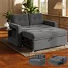 YOUDENOVA Divano letto 3-in-1, Poltrona letto con funzione salotto, Divano relax con schienale regolabile a 5 posizioni, Divano a 2 posti letto con tavolo e tasche laterali, Coste Grigio