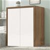 Liberoshopping Mobile Coprilavatrice in Legno Nobilitato - 2 Ante, Push and Pull - L79 x P65 x H91 cm - Per Lavatrice o Asciugatrice, Salvaspazio, Facile da Montare (Bianco/Noce)