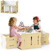 RELAX4LIFE Tavolino e Sedia per Bambini, Set Multiuso Convertibile con Tavolo e 2 Sedie per Disegno, Lettura, Pranzo e Artigianato, Mobili in Legno per Casa, Asilo Nido e Scuola (Naturale)