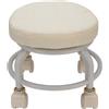 Luqeeg Sgabello Basso con Rotelle, Beige Rotondo PU Imbottitura Morbida Girevole a 360 Gradi Sgabello Basso con Ruote, Sgabello Garage con Rotelle per Casa Ufficio Negozio di Garage