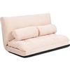 RELAX4LIFE Divano Letto da Terra Pieghevole con 2 Cuscino Lombare, Fodera in Velluto a Coste, Schienale Regolabile in 6 Posizioni, per Soggiorno, Camera da Letto e Balcone (BEIGE)