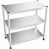 JJsdwin Mensola in acciaio inox a 3 livelli, 80 x 80 x 40 cm, per carichi pesanti fino a 60 kg, in metallo, da cucina