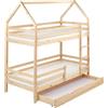 Beliani Letto a castello in legno di pino 90 x 200 cm Singolo 2 Persone Camera da letto per bambini Struttura in legno con cassetti marrone chiaro