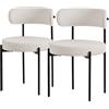 ML DESIGN modern living ML-Design Set di 2 Sedie per Sala da Pranzo Sedia da Cucina in Tessuto Teddy Bianco Poltroncina da Soggiorno con Schienale Poltrona Imbottita con Gambe in Metallo Nero Sedie Lounge Ergonomiche