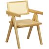 Totò Piccinni Sedia DALY in legno design retrò con braccioli, seduta e schienale in paglia di vienna rattan (1, Naturale)