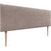 DHome - Testiera imbottita in ecopelle o tessuto Aqualine liscio, lussuosa, con gambe (tessuto, terra, 145 x 105 cm con gambe, per letto 120/135/140 cm)
