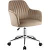 Vente-unique - Sedia da ufficio Altezza regolabile in Velluto Beige - ELEANA