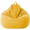 XIXIMAON Bean Bag Senza Ripieno Poltrona a Sacco Pouf Tinta Unita con Manico per Bambini e Adulti Fodera per Sacco di Fagioli per Soggiorno Camera da Letto (Giallo, S)