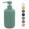 Inbagno Dispenser Sapone Verde cannettato in Ceramica Soft Touch, Ricaricabile con erogatore Pump e capienza 330 ml, Spring