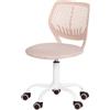 HOMYLIN Set di 1 sedia da scrivania, piccola sedia senza braccioli, per casa e ufficio, con cuscino in tessuto e schienale in plastica, girevole, color macaron, sedia da studio per computer, per
