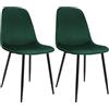 CLP Set di 2 sedie da Pranzo Imbottite Maryam, Sedia da Cucina con Schienale e Struttura in Metallo Nero, Supporta Fino a 150 kg, Colore:Verde, Materiale:Velluto