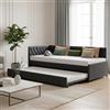 RXMORI Letto giornaliero allungabile con rete a doghe in legno, letto imbottito, divano letto estraibile 90/180 x 200 cm, letto singolo/matrimoniale con rete a doghe,Nessun materasso