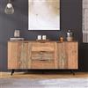 Lexiou Credenza mobile TV con ripiani regolabili, cassettiera, armadio verticale, 3 cassetti, per soggiorno, sala da pranzo, camera da letto, vintage