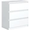 meble masztalerz Cassettiera Camera da Letto con 3 Cassetti - Credenza Soggiorno - Moderna Comò - Cassettiera Alta - Mobiletto con Cassetti - Bianco Opaco 70 x 39 x 78,5 cm