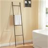 [en.casa] Scala Porta Asciugamani da Bagno Portasciugamani da Terra a Forma di Scala a 4 Pioli 176 x 38 cm Acciaio Nero