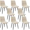 ANVOFONG Set Di 8 Sedie Da Pranzo,Sedia Da Cucina Con Piedi In Metallo Nero,Sedie Imbottite Con Tessuto Di Lino,Sedia Da Camera Da Letto Salotto Soggiorno,Beige