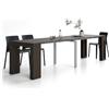 Mobili Fiver, Tavolo Consolle Allungabile con Porta Allunghe Evolution, 45(305) x80, Noce Scuro, fino a 12 posti, Consolle da Corridoio, Ingresso, Soggiorno, Made in Italy