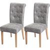 Mendler Set 2X sedie Vintage retrò Inglesi Sala Pranzo Chesterfield II - Tessuto Grigio Piedi Chiari