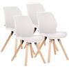 CLP Sedia da Pranzo Luna Imbottita, Set da 4, Moderna con Schienale, Robusta Fino a 136 kg, Sedie per Sala da Pranzo, Cucina e Soggiorno, Colore:Bianco, Materiale:Ecopelle