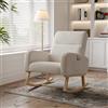 DULRLLY Sedia a dondolo con schienale alto, poltrona a dondolo da soggiorno comoda, poltrona da lettura per soggiorno, balcone, camera da letto (beige)