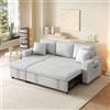 Luscriate Divano letto a forma di L con funzione letto, convertibile a sinistra/destra, con spazio di archiviazione e tasche laterali, imbottito, per soggiorno, divano ad angolo, grigio chiaro, 3