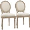 HOMCOM Set 2 Sedie per Soggiorno Vintage Legno 49x56x96cm Bianco Panna | Stile Vintage Rétro, Legno, Tessuto Effetto Lino