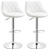 HOMCOM Set 2 Sgabelli da Bar Moderni 46x48x83-104cm Bianco | Sgabelli Cucina Alti Girevoli con Schienale e Poggiapiedi, Altezza Regolabile, Base in Metallo, Seduta Finta Pelle