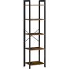 HOMCOM Libreria Stile Industriale a 5 Scaffali, Mobile Libreria in Legno e Acciaio per Casa, Ufficio e Studio, Marrone Rustico