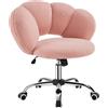 Yaheetech Sedia da Ufficio Scrivania Cameretta Imbottita Senza Braccioli Ergonomica con Ruote Girevole, Schienale Design a Nuvola in Tessuto Bouclé, Altezza Regolabile Rosa