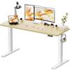 WALKINGDESK Scrivania Regolabile in Altezza, 160 x 60 cm Tavolo Elettrica con 2 Ganci, Standing Desk con Memoria per 4 Altezze, Scrivanie in Piedi in Casa con Piano Assemblato, Quercia