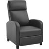 WOLTU Poltrona Reclinabile a Multilivello, Chaise Longue con Poggiapiedi Regolabile, Poltrona Relax Singolo, Con Schienale Alto, Seduta Imbottita, PU, Grigio, SKS57gr