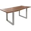 MASSIVMOEBEL24.DE FREEFORM 3 Tavolo da pranzo in legno di acacia - laccato natur/gambe in ferro - argento mat 120x90x76